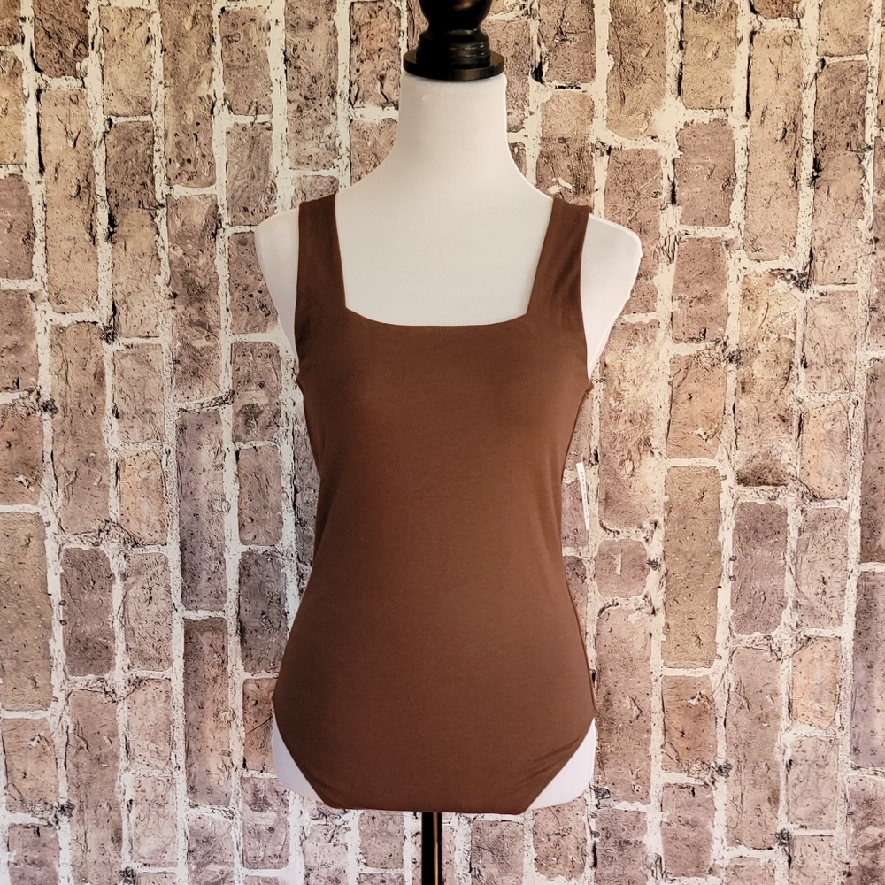 Brown Squareneck Bodysuit NWT